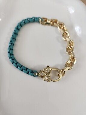 Two Tone Dragonfly Clasp Bracelet